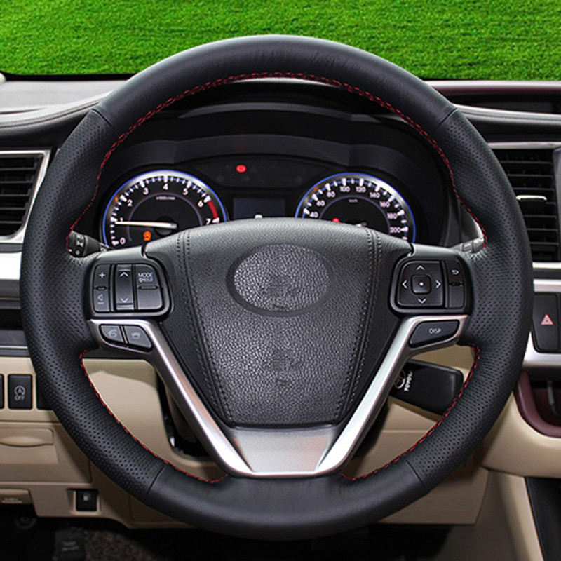 Black Genuine Leather DIY Car Steering 